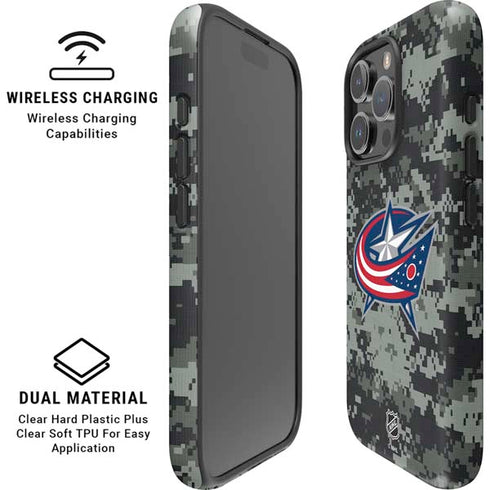 NHL Columbus Blue Jackets Camo iPhone 16 Pro Magsafe Impact Case